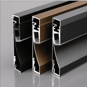 Korix Shadowline Skirting Profile in black bronze and silver finishes