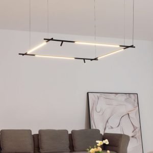 Linea Frame Chandelier with rectangular black LED frame