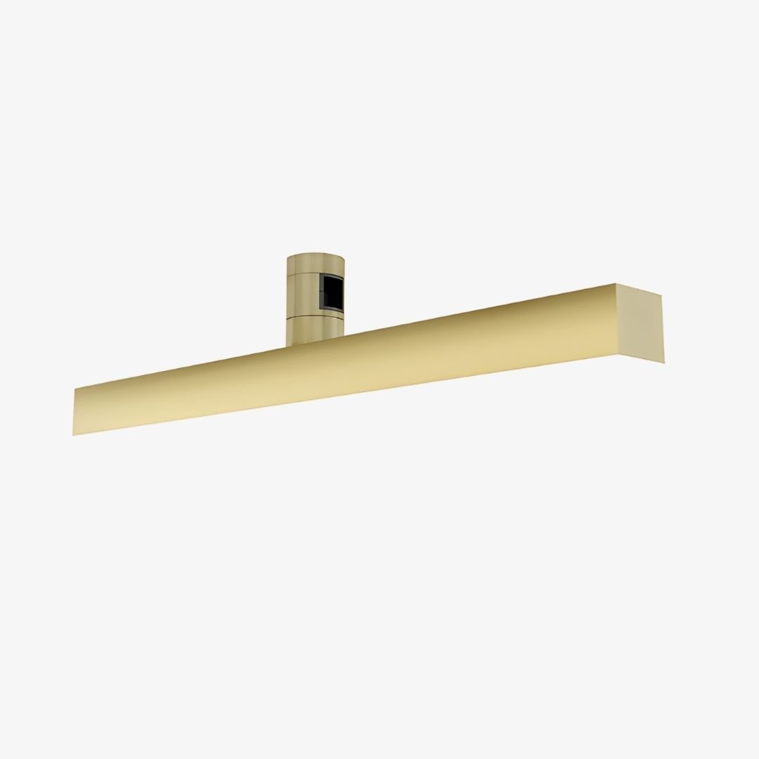 48V Brass Magnetic Linear Light with slim gold body and continuous opal diffuse