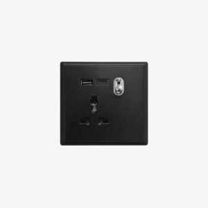 Luna Universal Toggle Socket with USB-A & USB-C – Piano Black