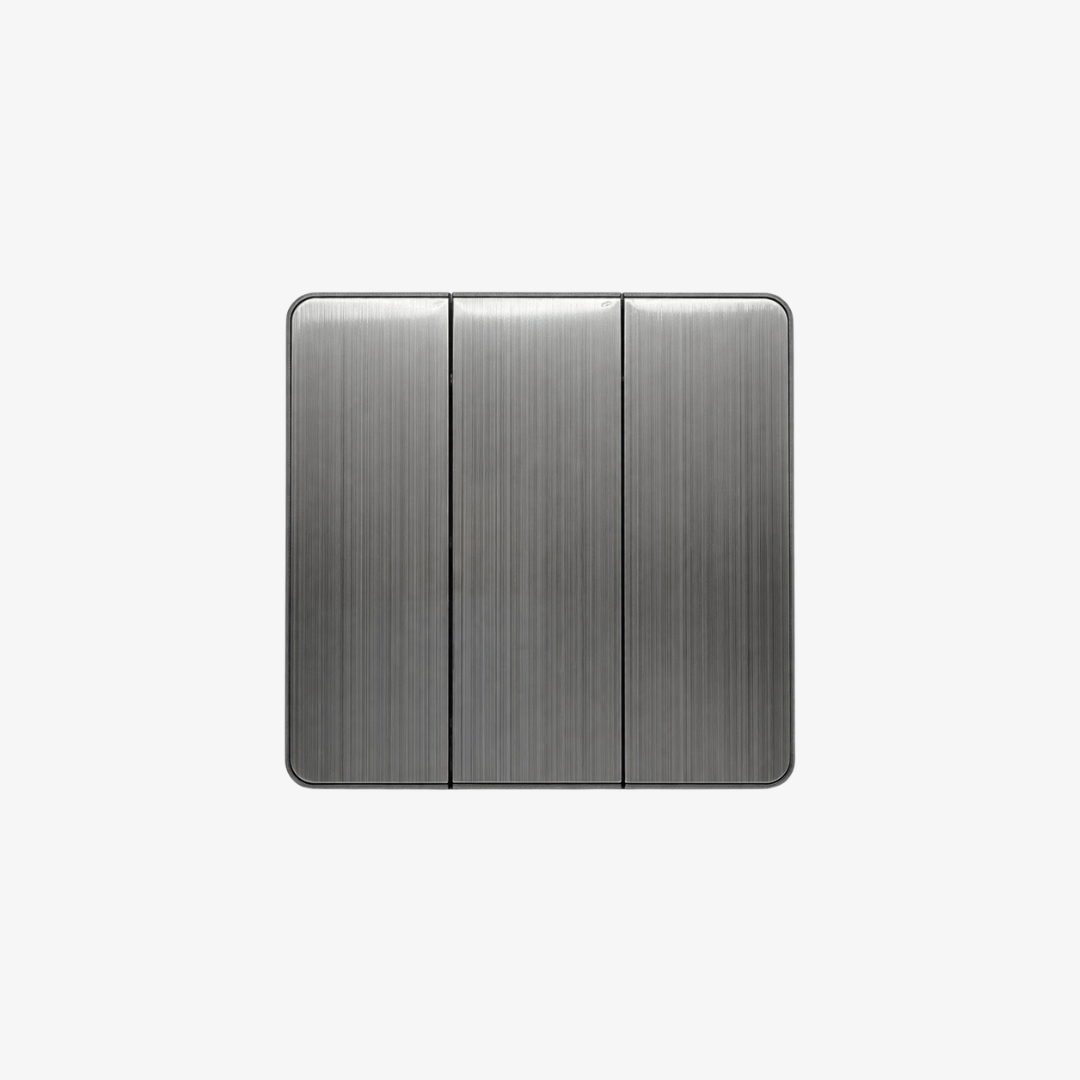 3-Gang Light Switch – Brushed Silver Finish