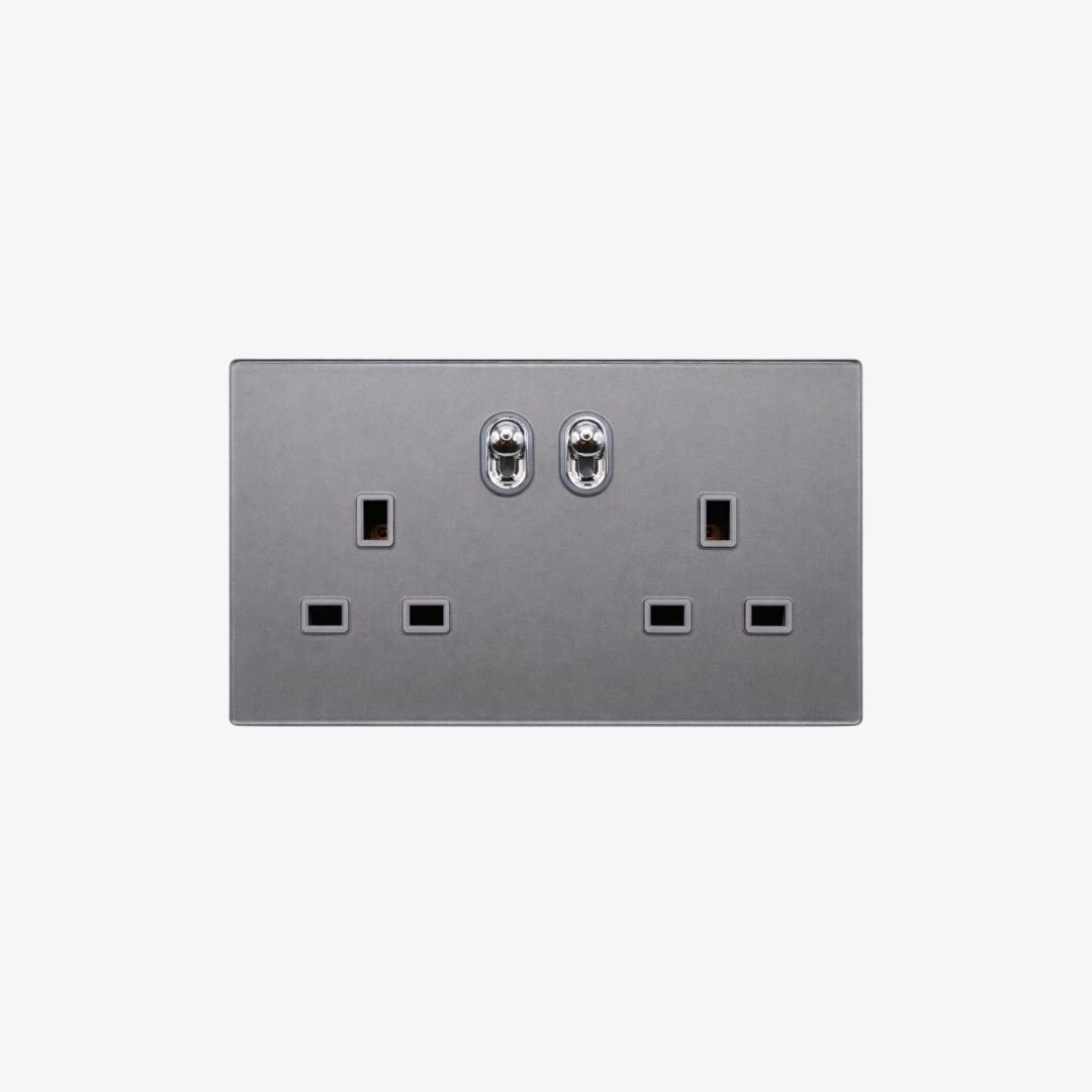 13A Double Gang Switched Socket with Metal Toggle Switches