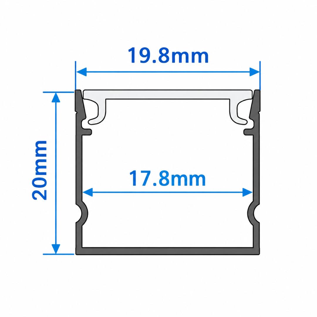 Linea Deep Surface/Recessed LED Aluminium Profile – 2m - Image 2